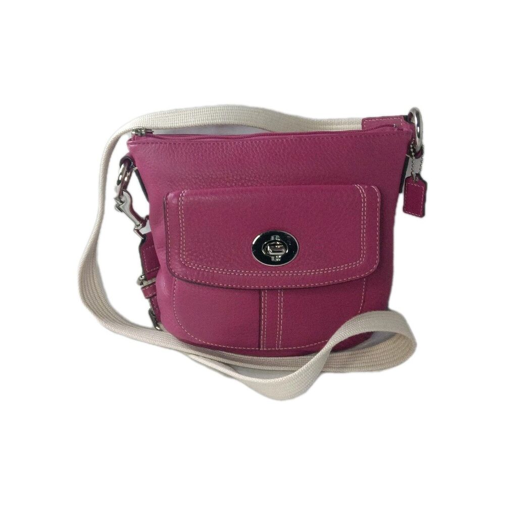 Coach Hamilton Leather Messenger Crossbody Bag Raspberry Pink Swingpack - Picture 3 of 9